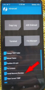 install recovery ramdisk in the twrp